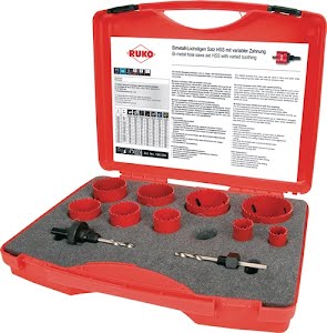 Keyhole saw set 11-part 19–64 mm cutting depth 38 mm HSS bi metal RUKO