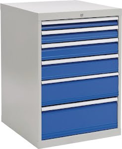 Armoire à tiroirs H1019xl705xP736 mm gris clair/bleu de sécurité 6 tiroirs extra