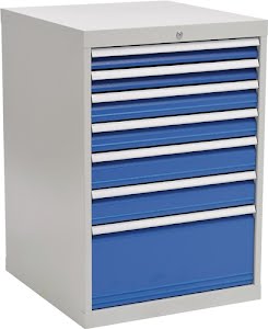 Armoire à tiroirs H1019xl705xP736 mm gris clair/bleu de sécurité 7 tiroirs 2x75,