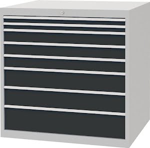 Chest of drawers H1019xW1005xD736mm light grey/anthracite grey 8 drawers full ex