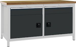 Workbench anthracite grey, RAL 7016 W1500xH859xD750 mm BEDRUNKA+HIRTH