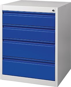 Armoire à tiroirs BK 600 H800xl600xP600 mm gris/bleu 4 tiroir extraction simple