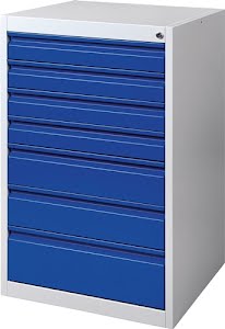 Armoire à tiroirs BK 600 H1000xl600xP600 mm gris/bleu 7 tiroir extraction simple