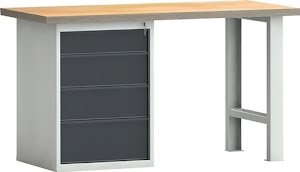 Établi PW 700 l.1500xP700xH840 mm hêtre Multiplex gris clair, RAL 7035 gris KLW-LUTZ BETRIEBSEINRICHTUNGEN