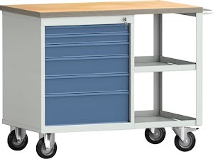 Établi PW 700 l.1000xP620xH805 mm hêtre Multiplex gris clair, RAL 7035 bleu KLW-LUTZ BETRIEBSEINRICHTUNGEN