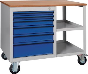 Workbench PW 700 W1000xD620xH805mm beech multiplex light grey, RAL 7035 KLW-LUTZ BETRIEBSEINRICHTUNGEN