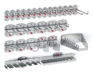 Gereedschaphouder-assortiment BxH mm 14 haken/6 dubb.haken/8 houders 28-dlg