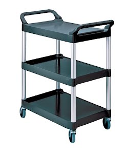 Table trolley 3 platforms L 560 x W 450mm black/alu. silver load b. cap. 90 kg RUBBERMAID