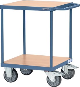 Promat Table trolley 2latforms L 600 x W 600mmigeon blue, RAL 5014 load cap.500 kg