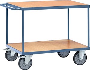 Table trolley 2 platforms L 1000 x W 700mm pigeon blue, RAL 5014 PROMAT