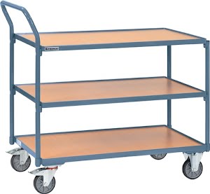 Promat Table trolley 3latforms L 1000 x W 600mmigeon blue, RAL 5014 load cap.300 kg