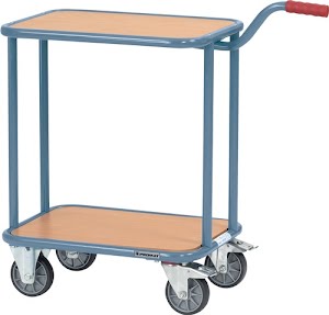 Promat Trolley with handle L600xW450mm 2 wood-basedanellatformsigeon blue, RAL 50