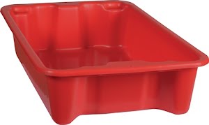 Rotating stackable container PP red L590xW380xH135 mm