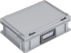 Coffrets en plastique L400xl300xH133 mm PP 1 poignée fermoir coulissant gris LOCKWEILER