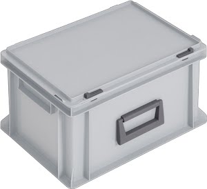 Coffrets en plastique L400xl300xH233 mm PP 1 poignée fermoir coulissant gris LOCKWEILER