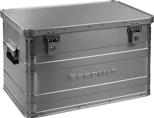 Promat Aluminium box L 595 x W 390 x H 380 mm 70 l with hinged catch and cylinder lock