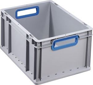 Stackable transport container L 400 x W 300 x H 220 mm grey PP open handle blue ALLIT