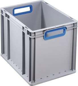 Stackable transport container L 400 x W 300 x H 320 mm grey PP open handle blue ALLIT