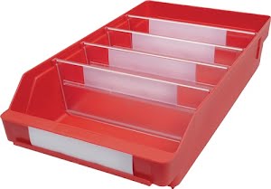 Boîte pour étagère L400xl240xH95mm rouge PP