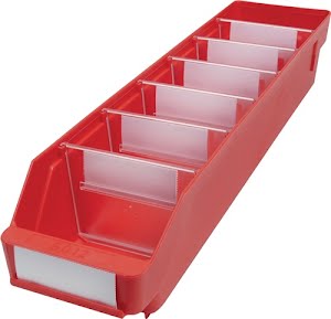 Boîte pour étagère L500xl120xH95mm rouge PP