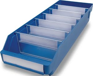 Boîte pour étagère L500xl180xH95mm bleue PP