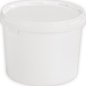 Bucket 3 l PP white with bow handle and fitted cover dm 157 mm height 162 mm