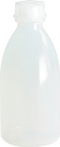 Fles met nauwe hals totale hoogte 177 mm totale d. 75 mm polyethyleen (LDPE) HÜNERSDORFF