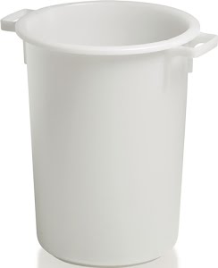 Plastic container round 50 l HD-PE white dm420 x H540 mm with outside handle CRAEMER