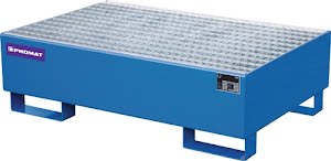 Promat Bac collecteur 215 l L1200xB800xH360 mm tôle d’acier avec caillebotis bleu genti