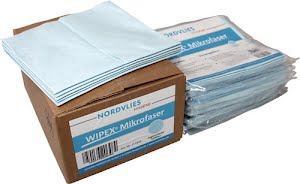 Microfibre wipe blue L400 x W380 approx. mm 1 pack = 10 x 5 wipes WIPEX