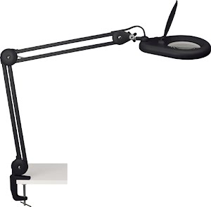 Magnifiers with LED lamp glass lens 127 (5 inch) stand black with cover, round h