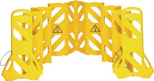 Barrier fence yellow polyethylene W600xH1000mm portable, in 16 parts RUBBERMAID