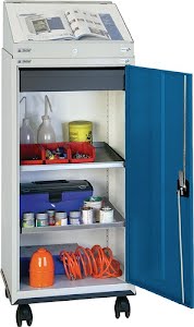 Jeu d’armoire à outils avec pupitre rapporté H1310xl500xP500mm gris clair/bleu STUMPF