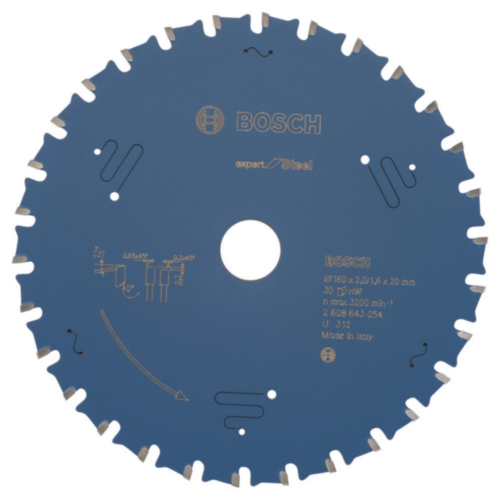 Bosch Circular saw blade Expert for Steel 160 x 20 x 2/1.6 x 30 T