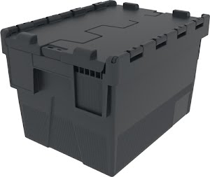 Reusable container L400xW300xH264 mm black walls and floors closed