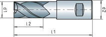 Fabory Čelná fréza krátka N DIN 844 B HSS-ECo8 Blanc 12,0 MM