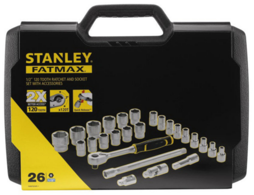 Juego de llaves de vaso Stanley 1/2» 26 piezas