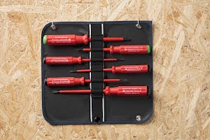 PB Swiss Tools Slotted/Pozidriv VDE Screwdriver Set in Roll-Up Case 6-Piece