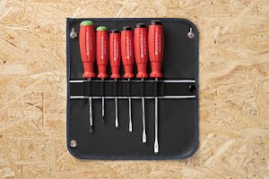 PB Swiss Tools Slotted/Pozidriv SwissGrip Screwdriver Set in Roll-Up Case 6-Piece