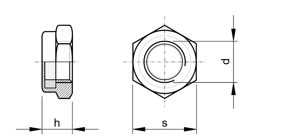 Prevailing torque type hexagonal thin nut with non-metallic insert ISO 10511 Steel Zinc plated 04