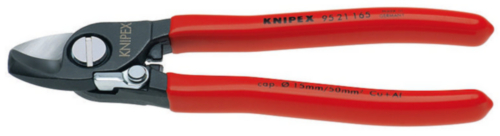 Nożyce do kabli Knipex ze sprężyną rozwierającą, powlekane tworzywem sztucznym, czernione 165 mm