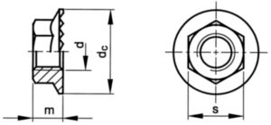 Zelfborgende zeskantflensmoer met vertanding Staal Zinkflake Cr<sup>6+</sup>vrij - ISO 10683 flZnnc 8/10 M10 - CL.8