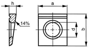 Square taper washer 14% for I-sections DIN 435 Steel Plain 100 HV