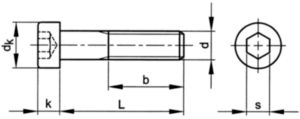 Cilinderschroef met binnenzeskant met lage kop DIN 7984 Roestvaststaal (RVS) A2 M8X60