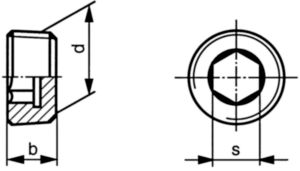 Hexagon socket screw plug with metric fine taper thread DIN 906 Brass CU2/CU3 M10X1,00