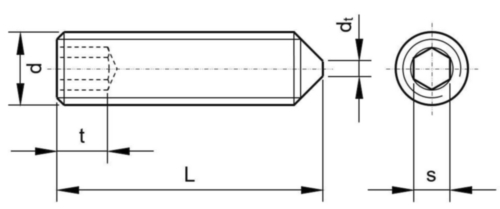 Stavěcí šroub s vnitřním šestihranem a kuželovým koncem DIN 914 Nerezocel A2