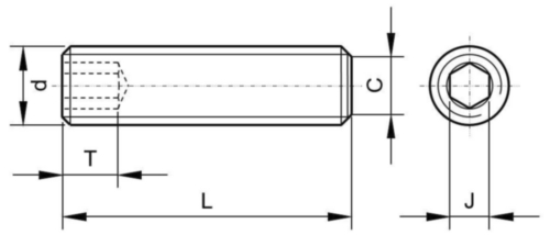 Stelschroef met binnenzeskant en afschuining UNC ASME B18.3 Staal legering ASTM F912 Blank