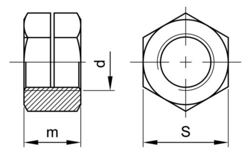 Samosvorná šesťhranná matica, celokovová, H100-ESN Nerezoceľ A2 70 M8