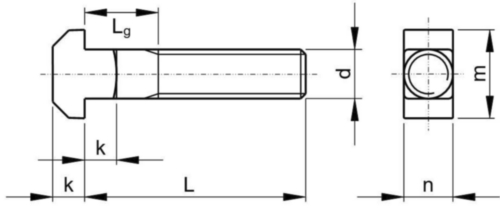 Hamerkopbout met vierkante nek DIN 186 B Roestvaststaal (RVS) A4