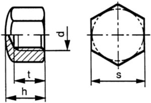 Hexagon cap nut, low type MF DIN 917 Steel Plain 6